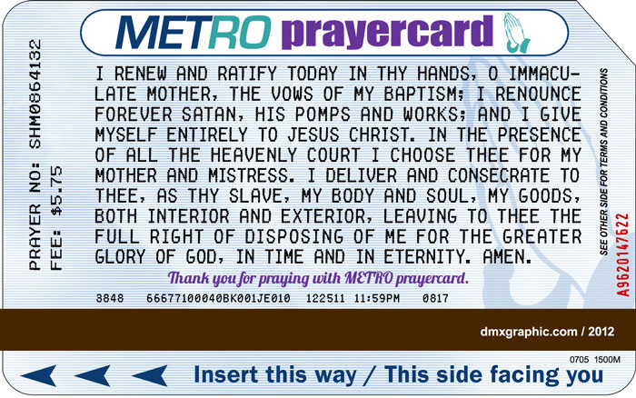 Metro Prayer Card